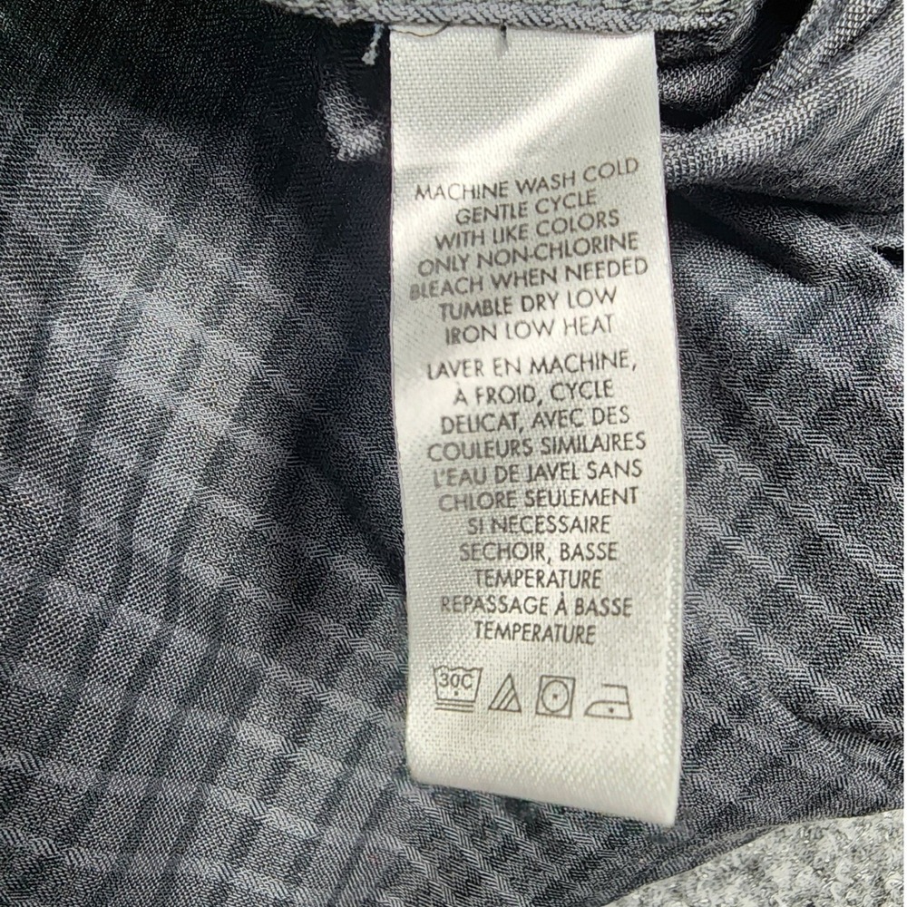 Calvin Klein Mens XL Grey Black Check‎ Cotton Long Sleeve Button Down Shirt - Picture 6 of 7